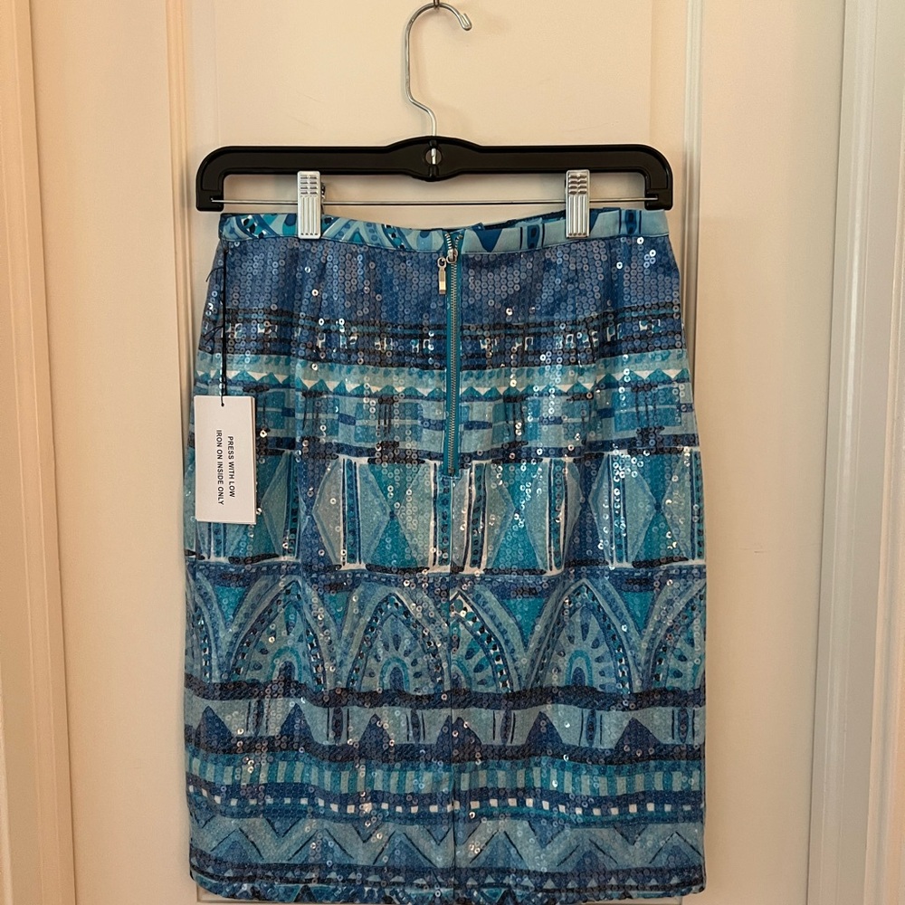 Etcetera Blue Patterned Sequin Skirt - Picture 2 of 4